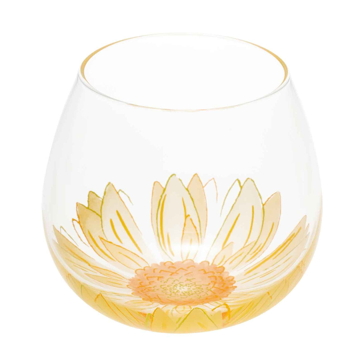 Toyo-Sasaki Glass Benedire Fleurir Wobble Glass Sunflower Pattern B-SW91-J426