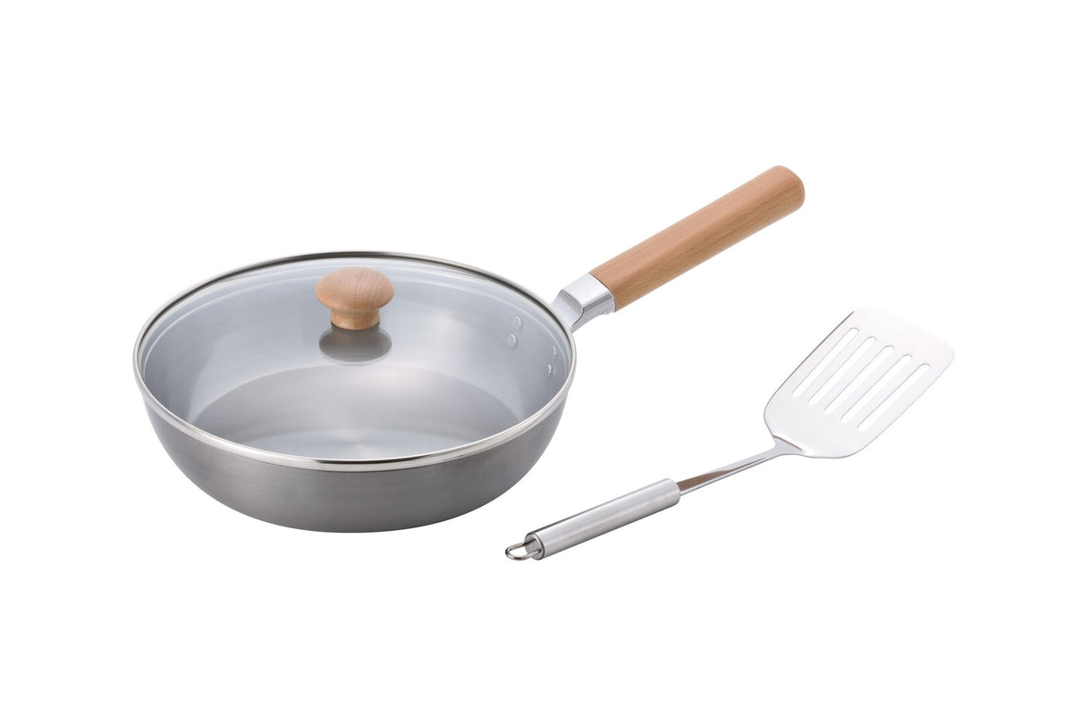 Wahei Freiz Chitose Frying Pan with Glass Lid & Turner 24cm CS-037