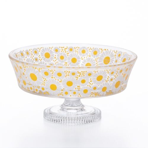 Aderia Retro Stemmed Dessert Glass Shallow Flowers in Full Bloom