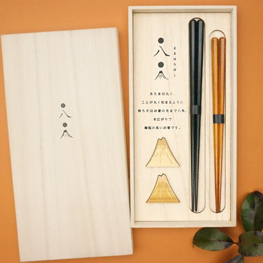Hyozaemon Marugo Couples Chopsticks Gift Set with Rests Kiri Box 23.5cm/21.5cm