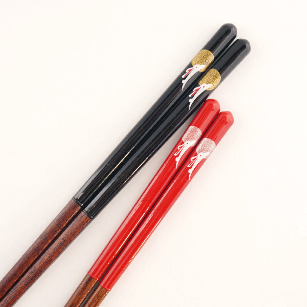 Hyozaemon Happy White Rabbit Chopsticks and Rests Gift Set Kiri Box 23.5/21.5cm
