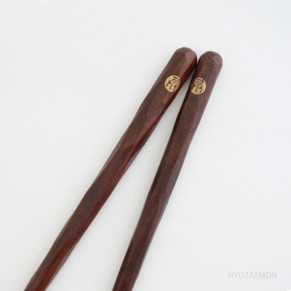 Hyozaemon Kezuri-Bashi Hand-Carved Ebony Chopsticks Medium 21.5cm