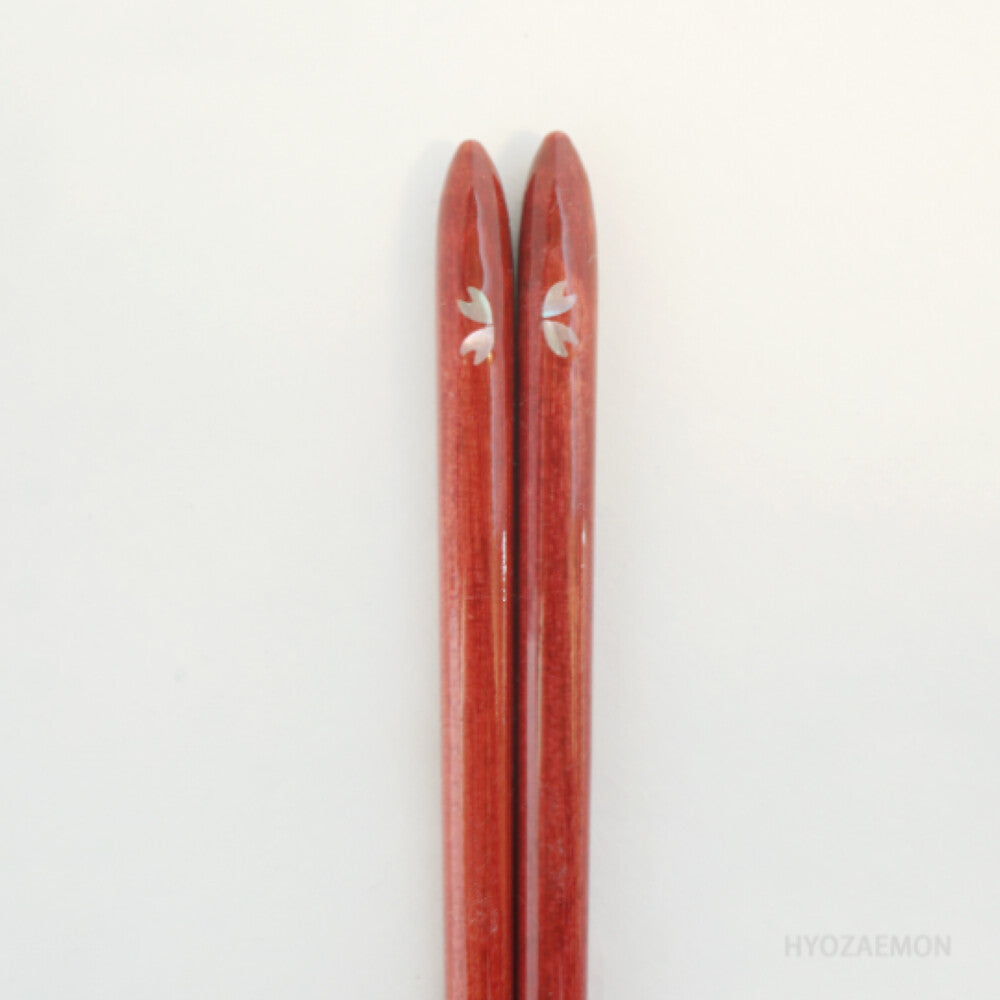 Hyozaemon Dishwasher-Safe Chopsticks Sakura Dark Red Medium 21.5cm
