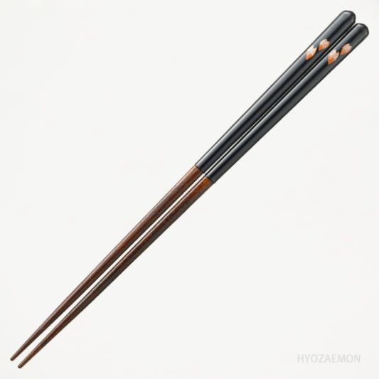 Hyozaemon Dishwasher Safe Chopsticks Flower Petals Black 23.5cm