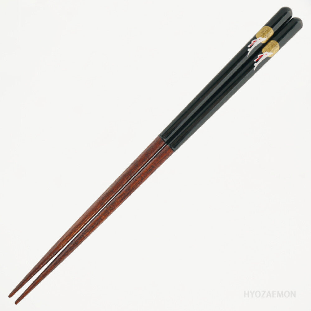 Hyozaemon Moon Rabbit Dishwasher-Safe Chopsticks Black 23.5cm Red 21.5cm