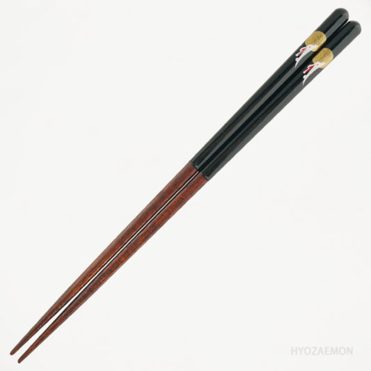 Hyozaemon Moon Rabbit Dishwasher-Safe Chopsticks Black 23.5cm Red 21.5cm