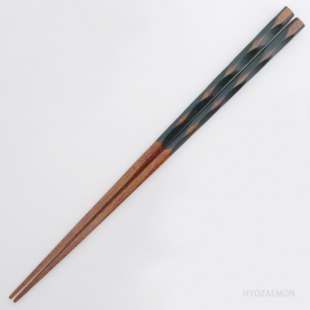 Hyozaemon Kikkou-bori Square-Tip Chopsticks Green Large 23.5cm