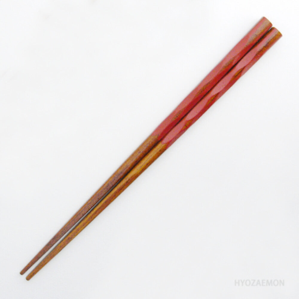 Hyozaemon Kikkou-bori Square-Tip Chopsticks Red Medium 21.5cm