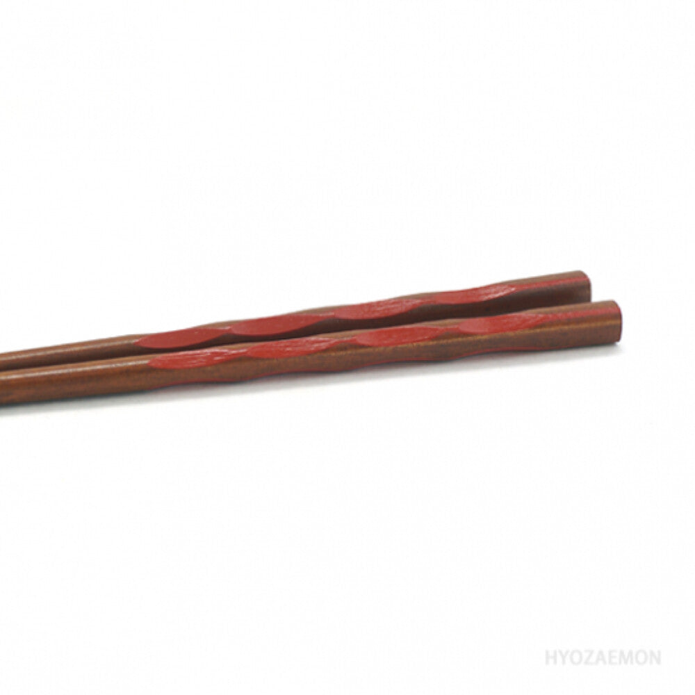 Hyozaemon Kikkou-bori Square-Tip Chopsticks Red Medium 21.5cm