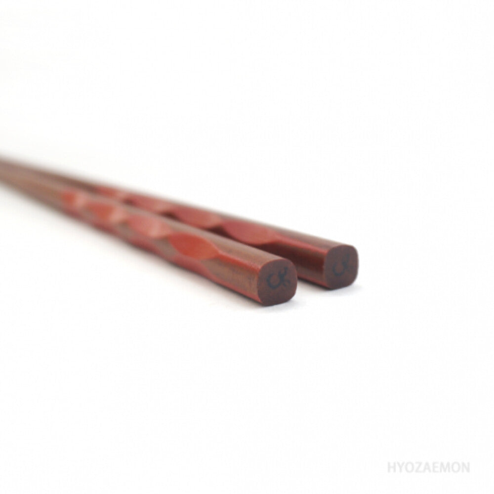 Hyozaemon Kikkou-bori Square-Tip Chopsticks Red Medium 21.5cm