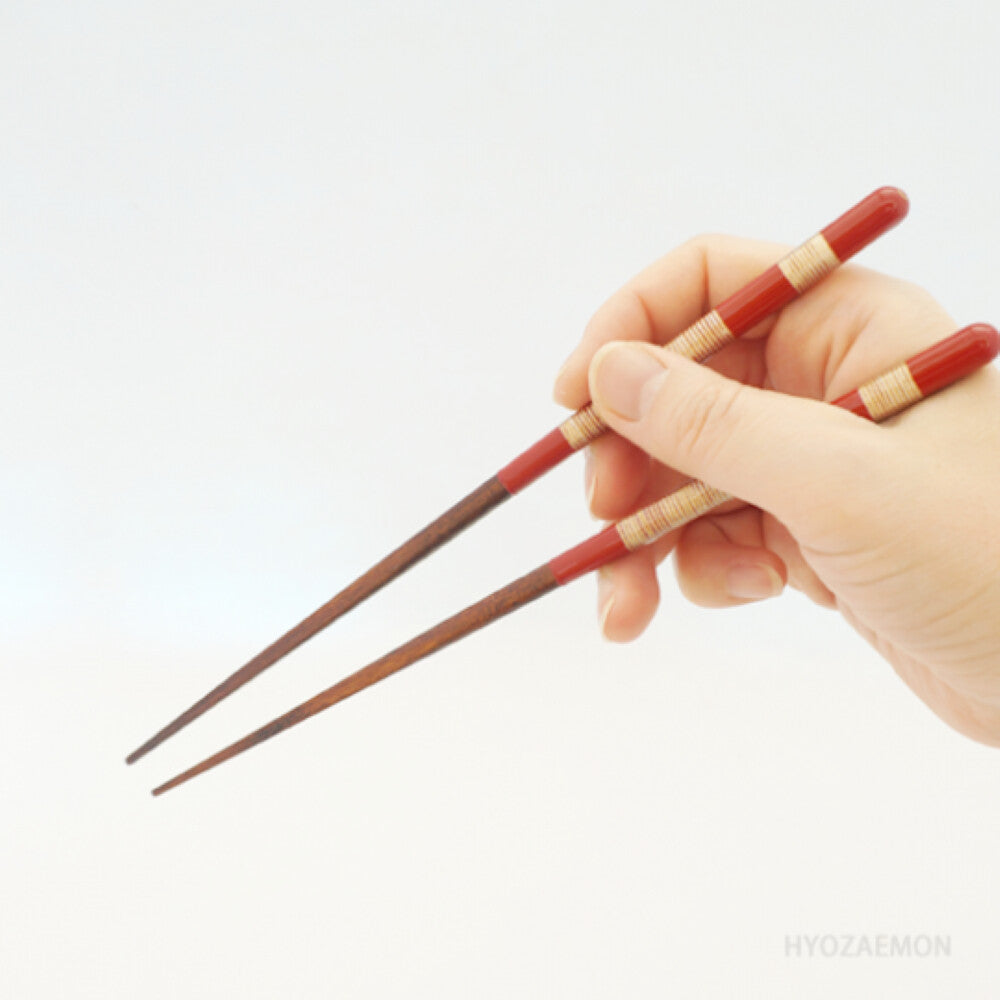 Hyozaemon Sakurasou Square-Tip Chopsticks Red Medium 21.5cm