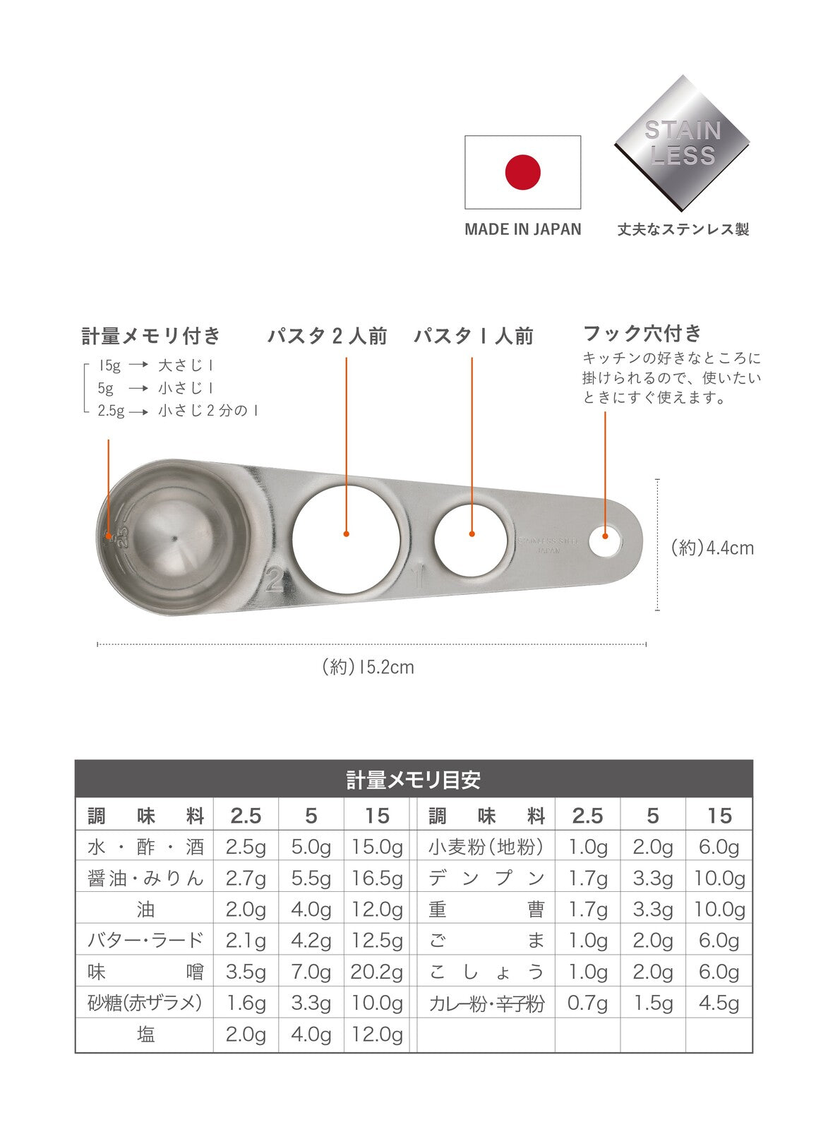 CB Japan Pasta Measuring Spoon Stainless Steel