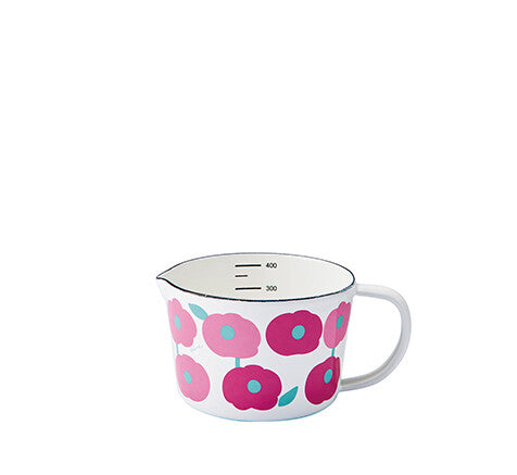 Plune Enamel Measuring Cup 450ml Fluffy Flower Pink MC-607