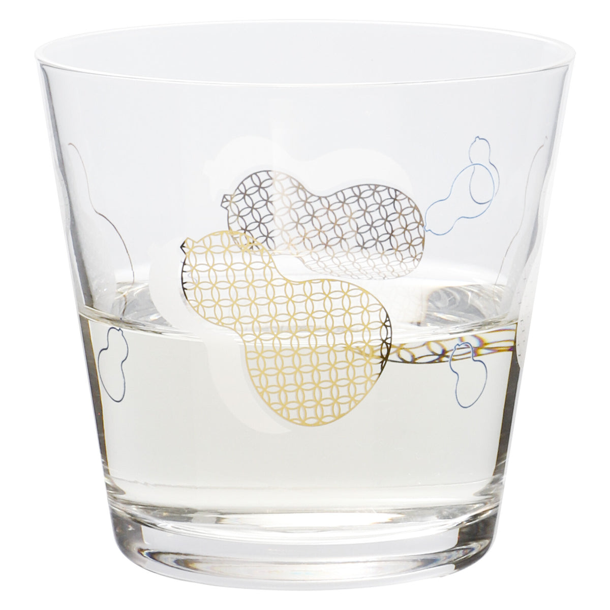 Toyo-Sasaki Glass Wamon Sake Cup Gourd and Shippo Pattern