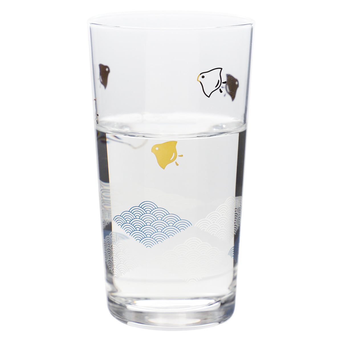 Toyo-Sasaki Glass Wamon Sake Cup, Chidori and Hishi Pattern