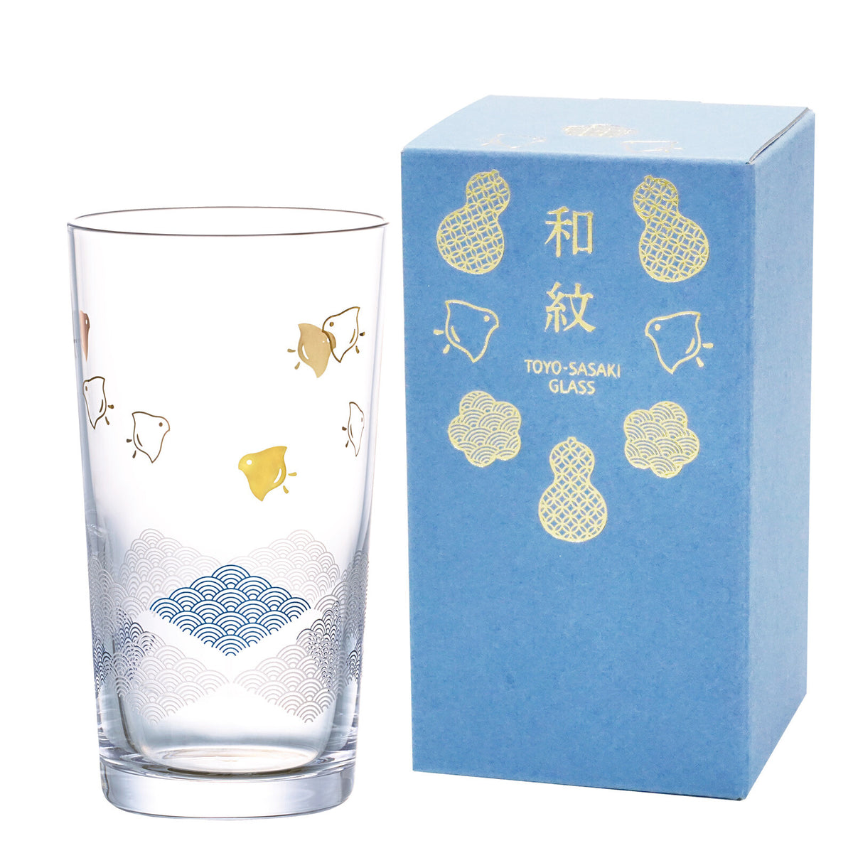 Toyo-Sasaki Glass Wamon Sake Cup, Chidori and Hishi Pattern
