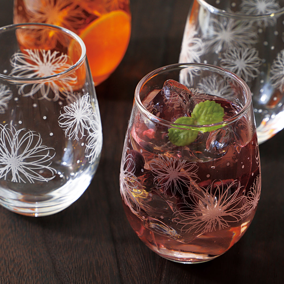 Toyo-Sasaki Glass Flower Line Tumbler Set