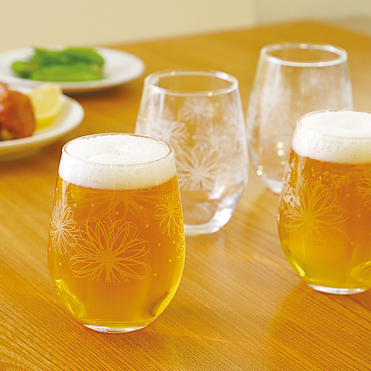 Toyo-Sasaki Glass Flower Line Tumbler Set
