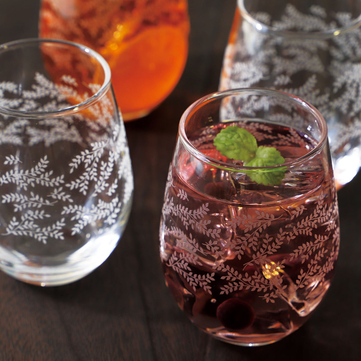 Toyo-Sasaki Glass Leaf Line Tumbler Set