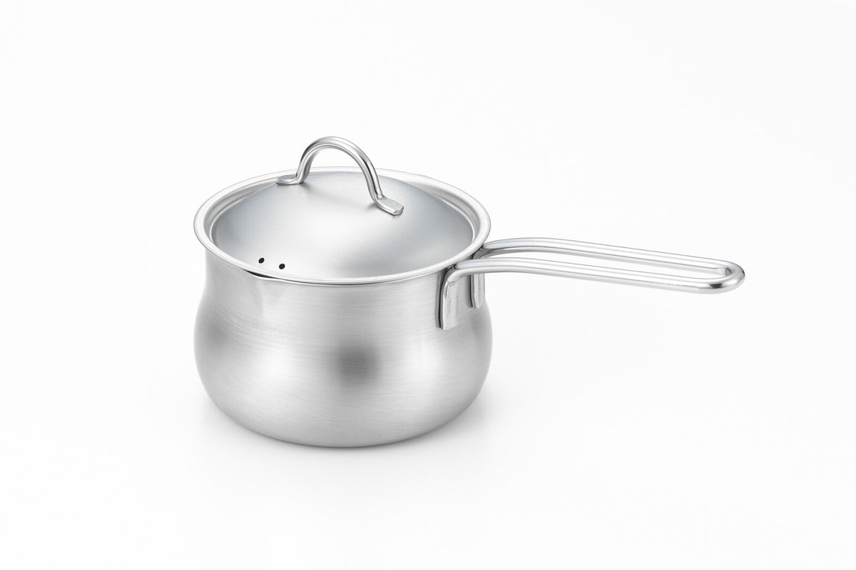 Yoshikawa Stainless Steel Double-Spout Milk Pan 12cm