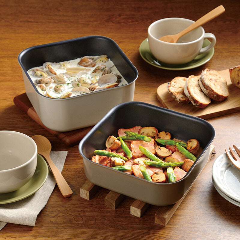 Wahei Freiz Recto Mate IH Square Detachable Handle Pan Set