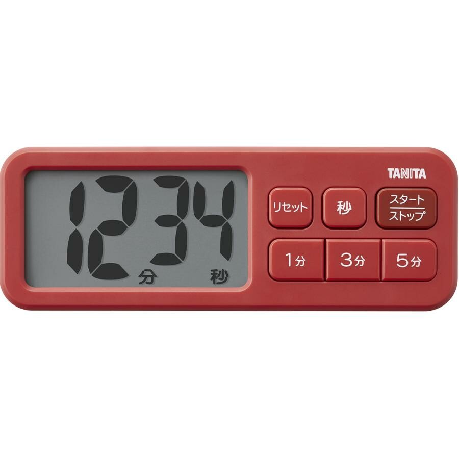 Tanita Large Display Kitchen Timer Matte Red TD-431