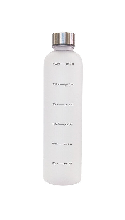Living Time Marker Water Bottle with Measurements 400ml White