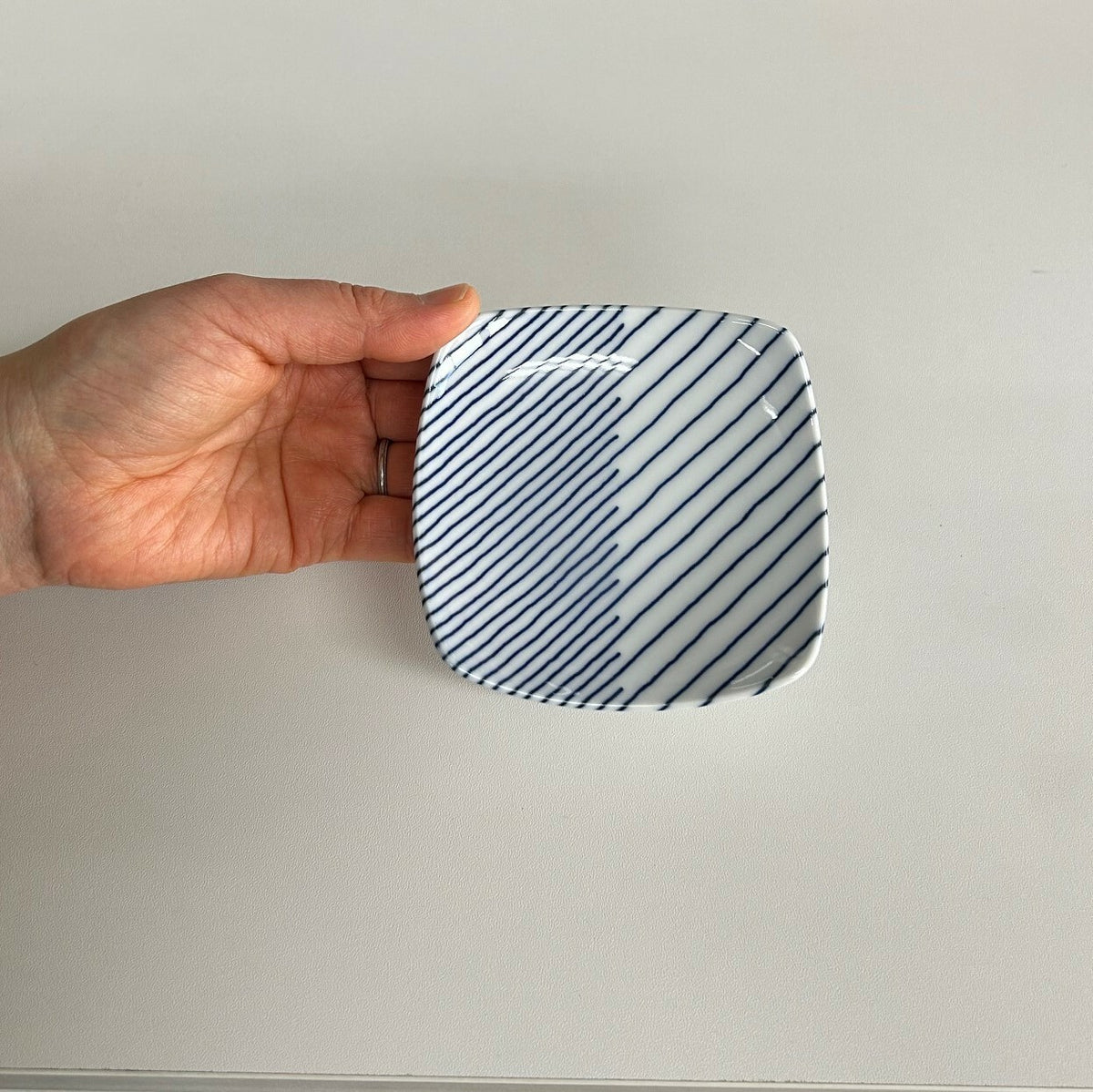 Hakusan Porcelain Kasane Shima Striped Small Plate Hasami Ware