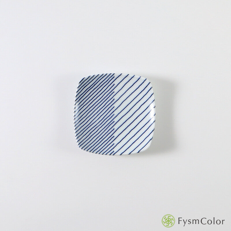 Hakusan Porcelain Kasane Shima Striped Small Plate Hasami Ware