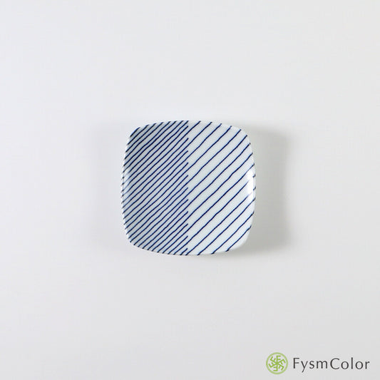 Hakusan Porcelain Kasane Shima Striped Small Plate Hasami Ware