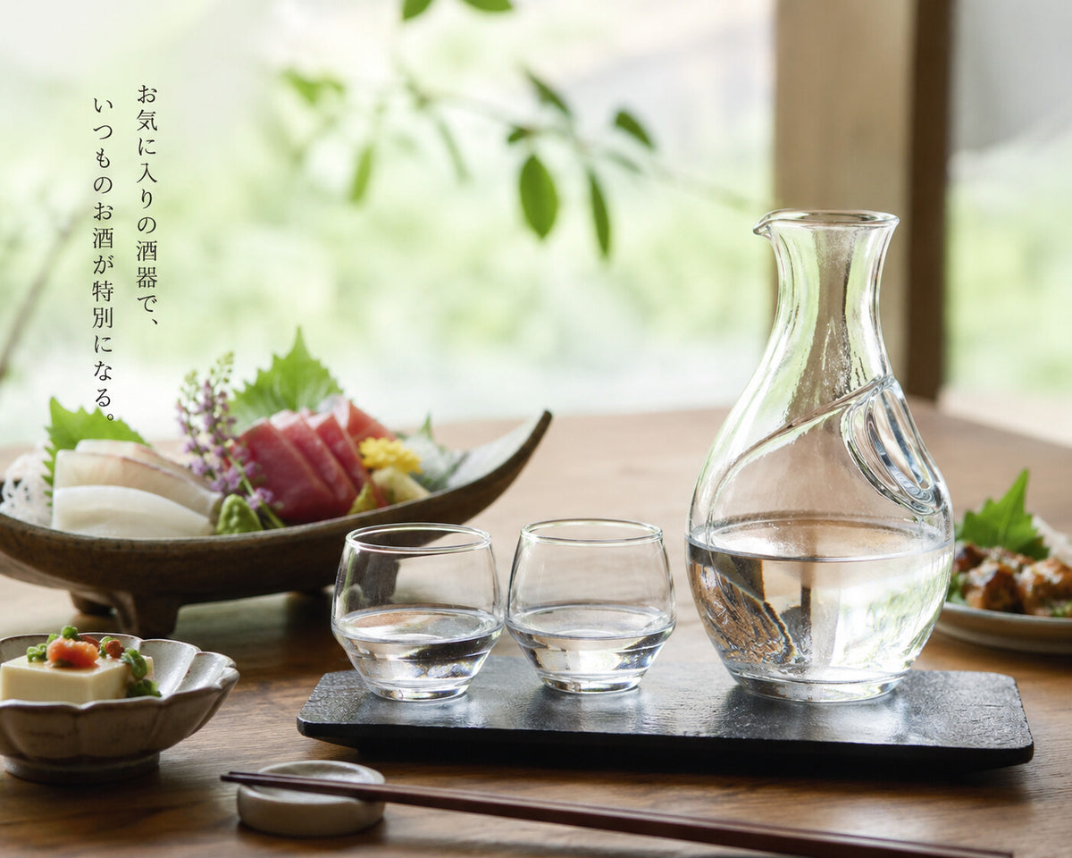Toyo-Sasaki Glass Cold Sake Carafe and Glass Set