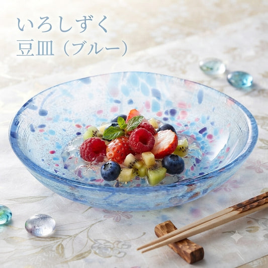 Toyo-Sasaki Glass Iroshizuku Mamezara Small Plate Blue 10.7cm