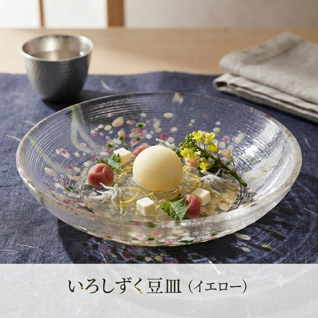 Toyo-Sasaki Glass Iroshizuku Mamezara Small Plate Yellow 10.7cm