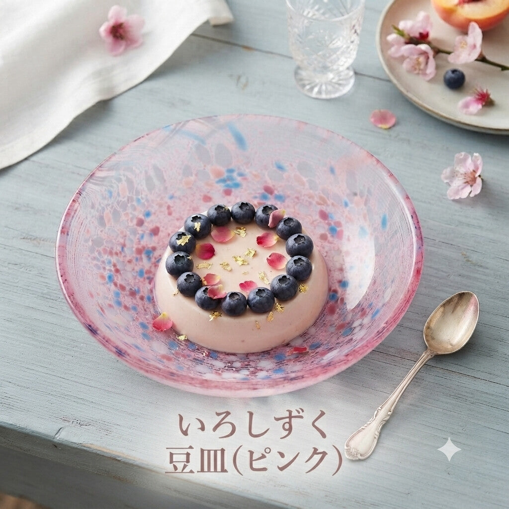 Toyo-Sasaki Glass Iroshizuku Mamezara Small Plate Pink 10.7cm