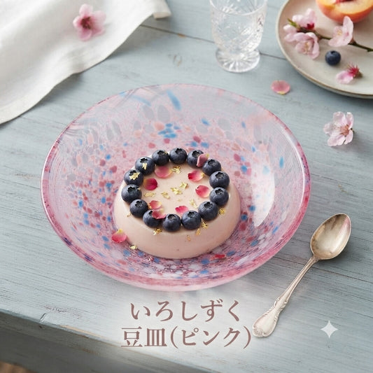 Toyo-Sasaki Glass Iroshizuku Mamezara Small Plate Pink 10.7cm