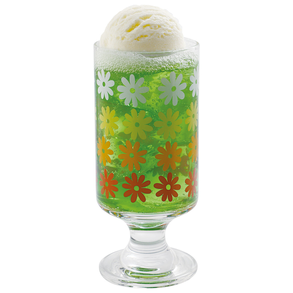 Toyo-Sasaki Glass Showa Retro Stem Glass Funny Pattern 285ml
