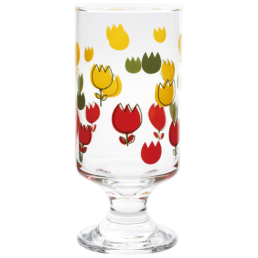 Toyo-Sasaki Glass Showa Retro Stem Glass Tulip Pattern 285ml