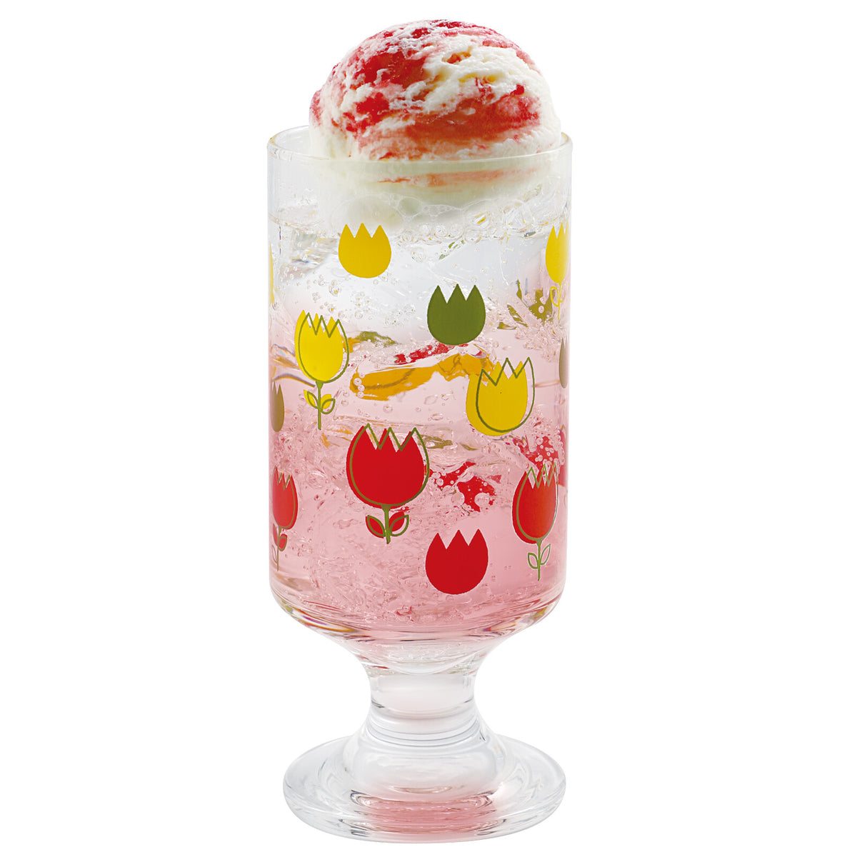 Toyo-Sasaki Glass Showa Retro Stem Glass Tulip Pattern 285ml