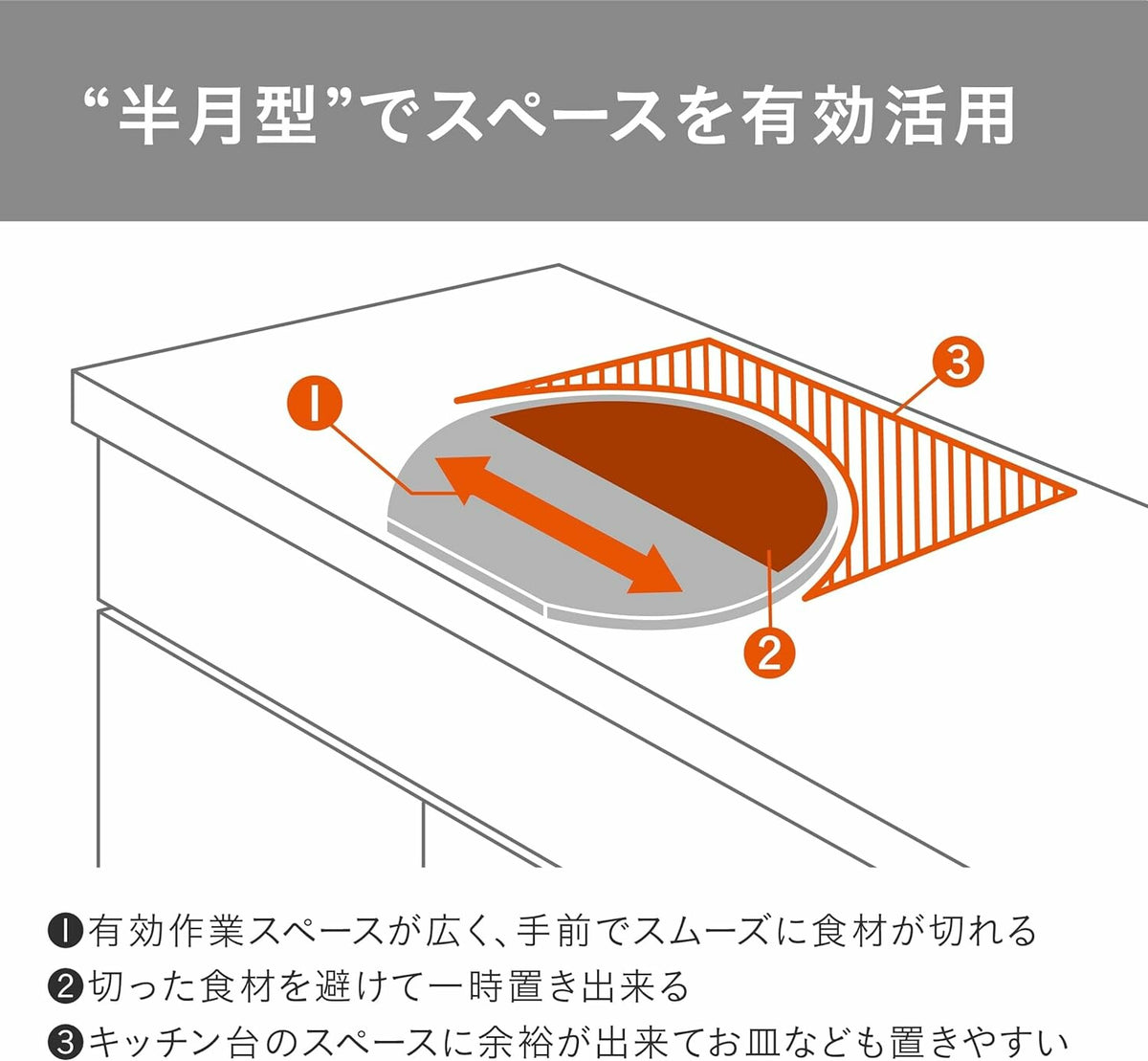 CB Japan TPU Cutting Board Half-Moon Black