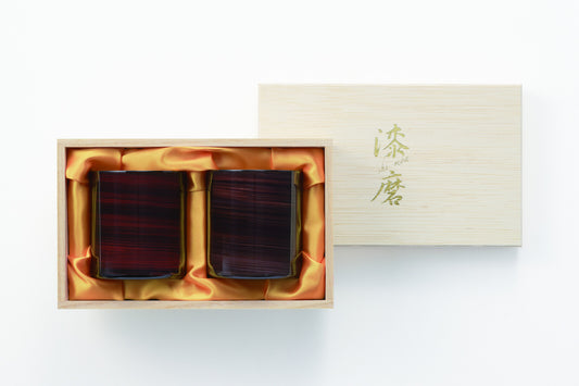 Tamahashi Lacquered Rock Tumbler 2-Piece Set Akizuki and Purple Shade TS-16