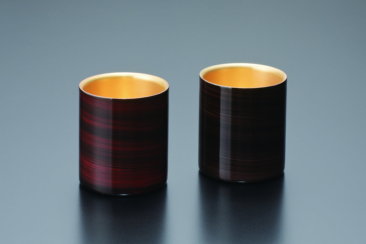 Tamahashi Lacquered Rock Tumbler 2-Piece Set Akizuki and Purple Shade TS-16