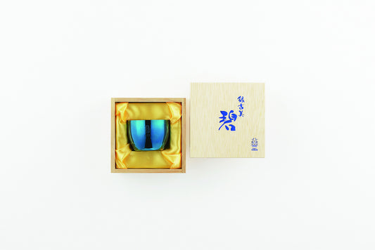 Tamahashi Guinomi Sake Cup Blue Silver Antique AO-01