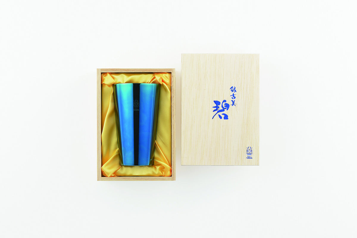 Tamahashi Double-Wall Tumbler Blue Silver Antique AO-04