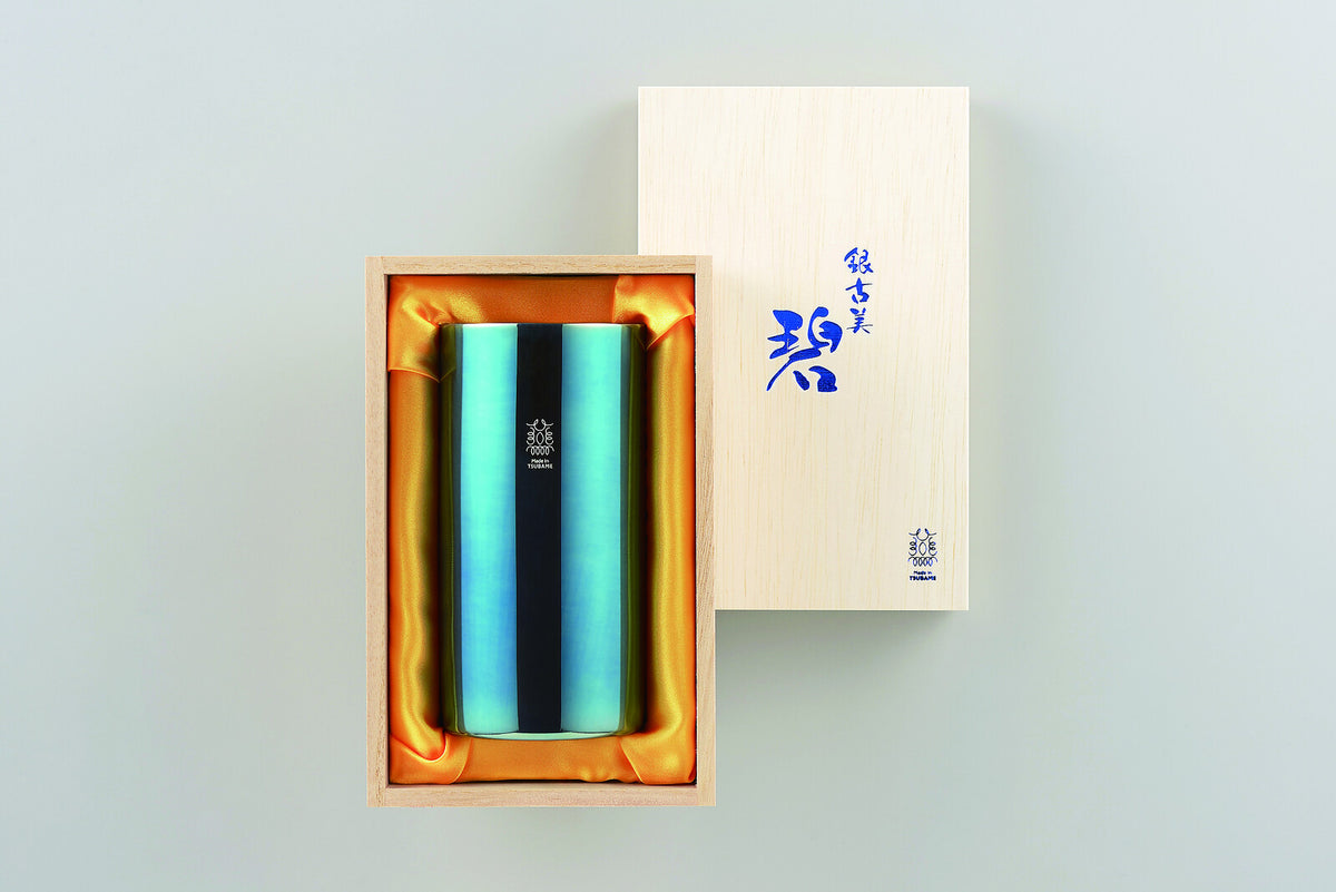 Tamahashi Double-Wall Highball Tumbler Blue Silver Antique AO-06
