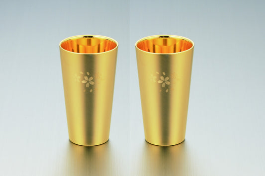 Tamahashi Double-Wall Tumbler Set of 2 Gold Plated Sakura SK-010