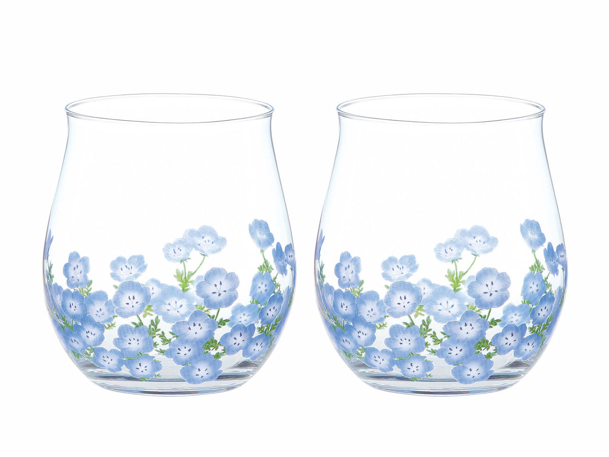 Toyo-Sasaki Glass Pair Tumbler Set Nemophila Pattern 12oz