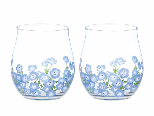 Toyo-Sasaki Glass Pair Tumbler Set Nemophila Pattern 12oz