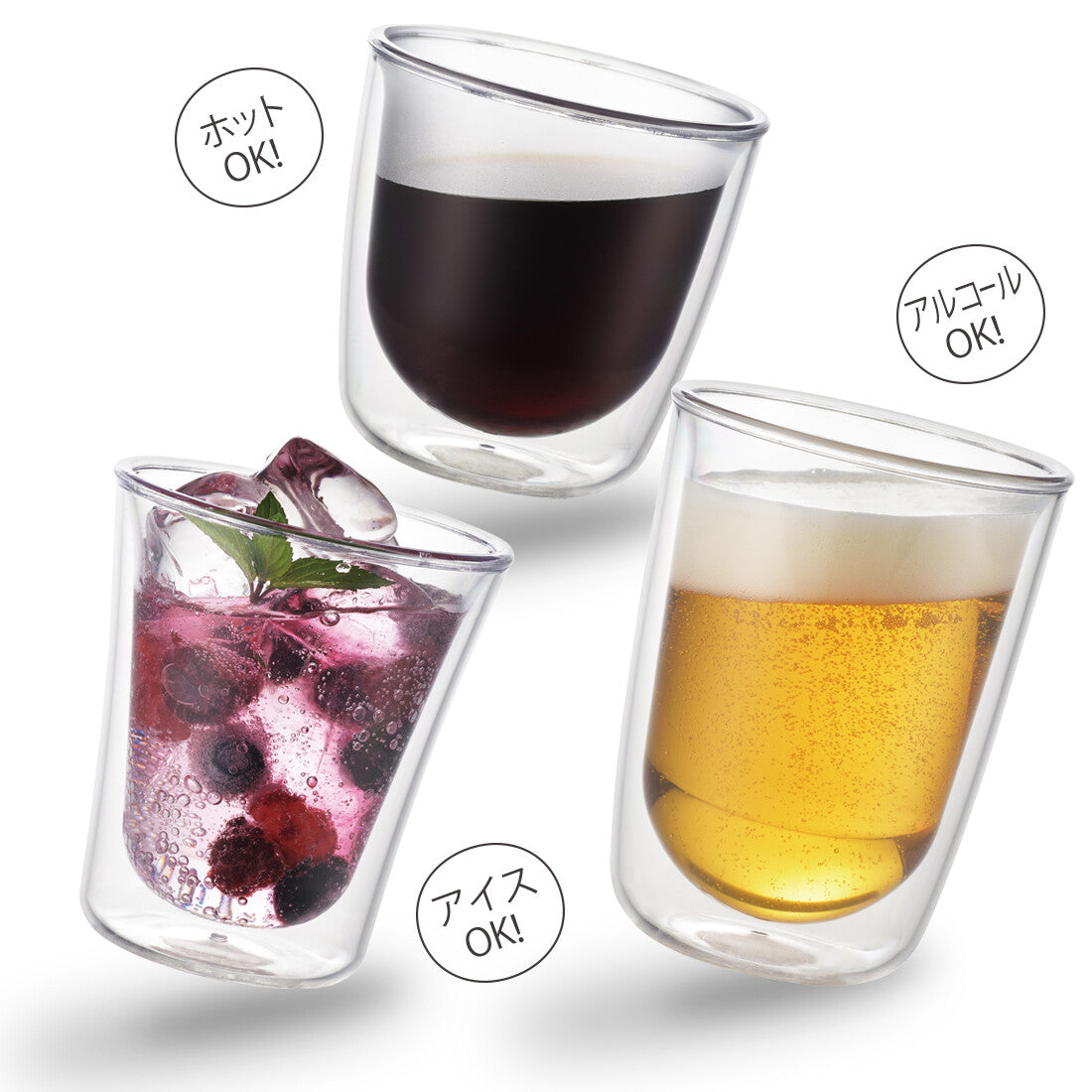 Akebono Unbreakable Double Wall Glass Tumbler Wide 200ml TW-3780