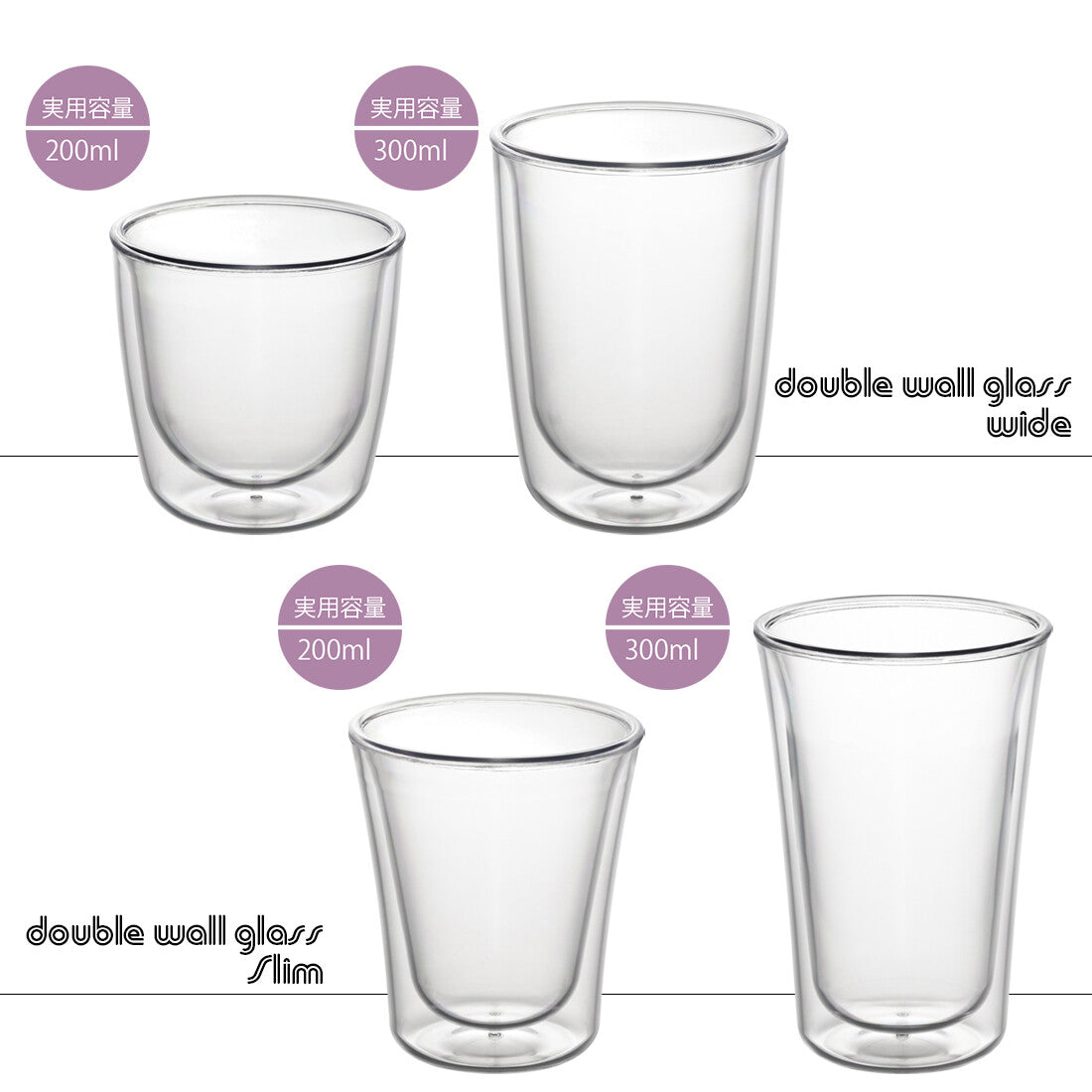 Akebono Unbreakable Double Wall Glass Tumbler Slim 200ml TW-3782