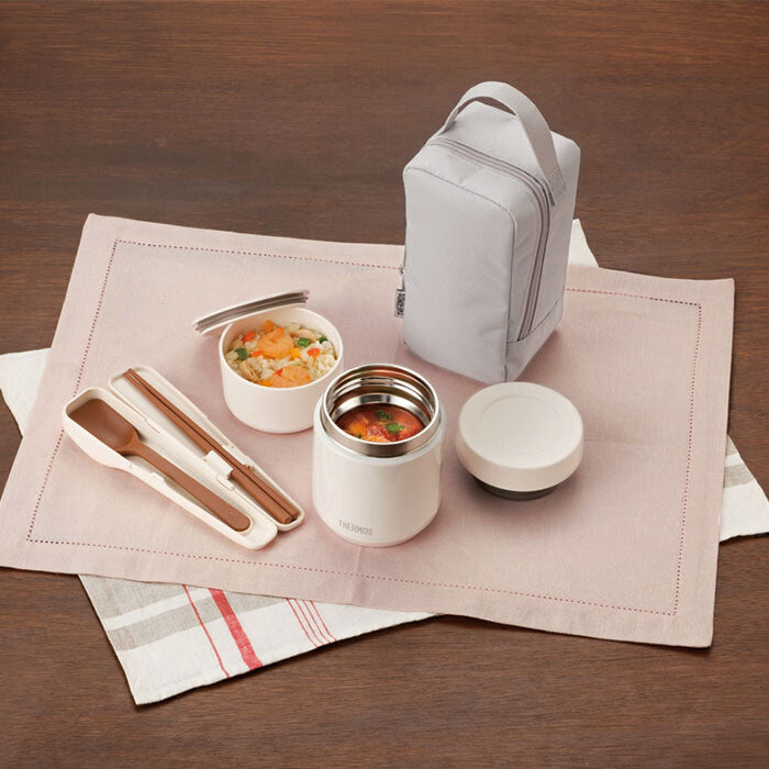 Thermos Vacuum Insulated Soup Lunch Jar Set 550ml Greige JEE-550